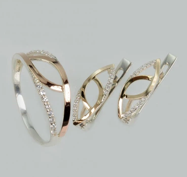 Серебряный комплект с золотыми пластинами Silver Style 192