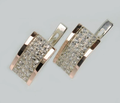 Серебряные серьги со вставками из золота Silver Style 014с