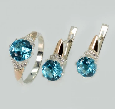 Серебряный комплект с золотыми пластинами Silver Style 207