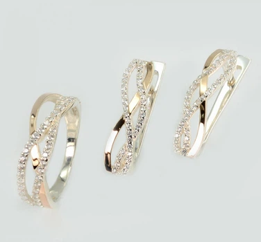 Серебряный комплект с золотыми пластинами Silver Style 193