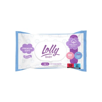 Детские влажные салфетки Lolly с первых дней жизни с клапаном 80 шт (4820174981136) (241045)