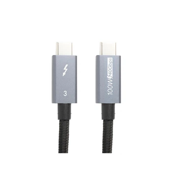 Дата кабель USB-C to USB-C 2.0m Thunderbolt 3 40Gbps, 100W, 20V/ 5A, 4K/ PowerPlant (CA913343) (347048)