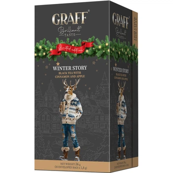 Чай Graff Winter Story Чорний байховий з корицею та яблуком 20 саше по 1.8 г (4820279611426) (236510)