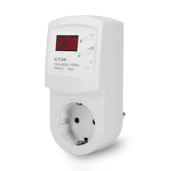 Реле напруги 16А 3000ВА з термозахистом R116Y [ETEK-16A] ETEK