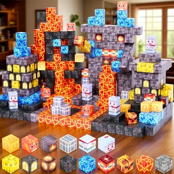 Магнітний конструктор Майнкрафт Minecraft 160 блоків кубики на магнітах Пізземні скарби