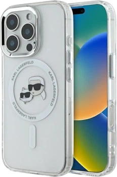 Etui plecki Karl Lagerfeld IML Metal Karl&Choupette Head MagSafe do iPhone 16 Pro Max White (3666339318154)