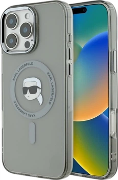 Панель Karl Lagerfeld IML Metal Karl Head MagSafe для iPhone 16 Pro Black (3666339318185)