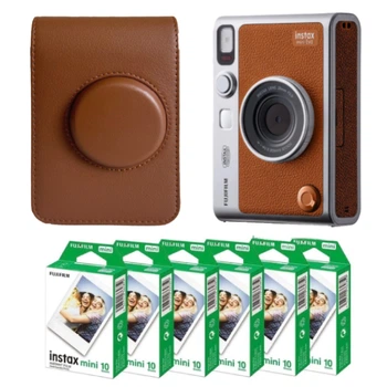 Набор камера моментальной печати Fujifilm Instax Mini Evo Hybrid Brown + чехол + фотопленка 60 шт