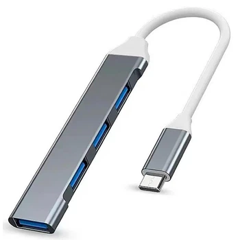Хаб концентратор HUB 4in1 USB Type-C to USB3.0x4 658 Gray