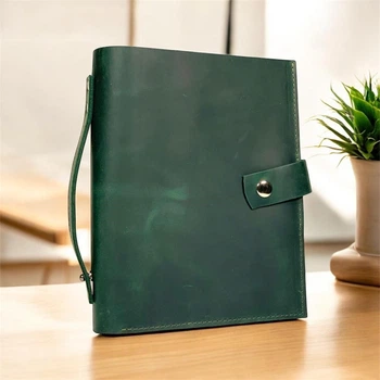 Недатированный ежедневник Professional Journals в кожаной обложке Лондон А5 с большым карманом для документов А4 Зелений