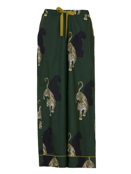 Піжамні штани жіночі Cyberjammies Olive 5001OLE мʼякі зручні з натуральної тканини M Зелений з принтом леопарда (5051877599390)