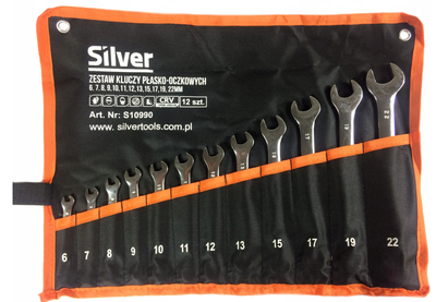 Набор рожково-накидных ключей 12 штук, размеры 6-22 мм Silver S10990