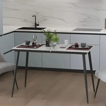 Стол кухонный раскладной Данди на конусных ногах Ferrum-decor 75x120 160)x60 Черный металл ДСП Бетон 16 мм (FRD-106769)