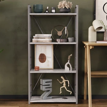 Этажерка 4/60 Ferrum-decor Серии Конект 120x60x28 серый ДСП Бетон 16мм (FRD-105547)