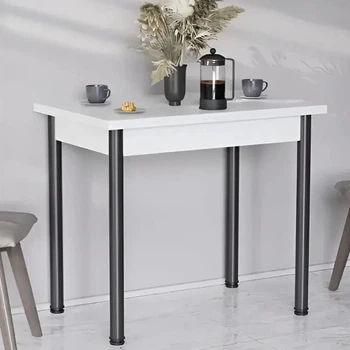 Раскладной обеденный стол-трансформер Берта Ferrum-decor 750x1200x900 Черный металл ДСП Белое 16 мм (FRD-105171)