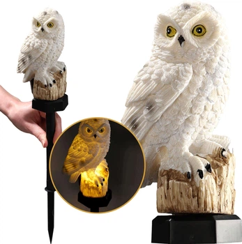 Figurka sowy z lampą solarną Kadax Huslia 15 x 8 cm Biała (K5510)