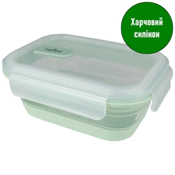 Контейнер для еды Tribe Collapsible Containe; 0,8л; Складной; Силиконовый; С крышкой; Зеленый. Ланч-бокс T-FF-0028