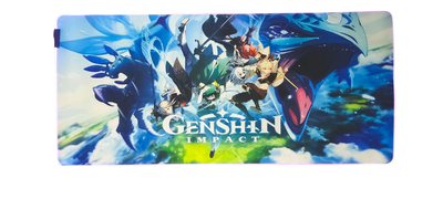 Аниме коврик для мыши с RGB по контуру "Genshin Impact" 900х400х3мм КДМ0010