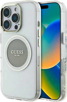 Панель Guess IML Metal Colored Circle Classic Logo MagSafe для Apple iPhone 16 Pro Max Transparent/Gray (3666339428754)