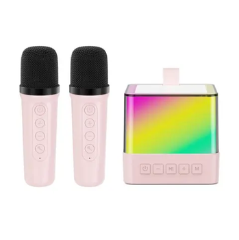 Караоке-колонка K18 10 Вт з двома мікрофонами, RGB-підсвічуванням, Bluetooth 5.1, акумулятором 2000 мАг, USB, AUX, TF та FM-радіо