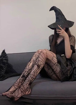 Колготки в сеточку с паутиной черные 1/2/3/4