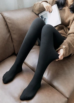 Колготки утепленные 200г трикотажные черные One size