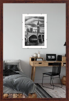 Фоторамка пластиковая 30х45 багет: AM1513-B186 Темное дерево (с глянцевым стеклом 1-1.5мм, двп) EmojiFrame