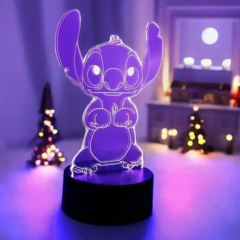 Ночник 3D LED светильник Стич 7 цветов, лампа ночная, лампы ночники светильники со Стычем Stitch с USB