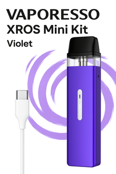 Pod-система электронная сигарета Vaporesso XROS Mini Kit Violet под система вейп 9,8 см, 1000 мАч , 0,8Ω, Метал+пластик