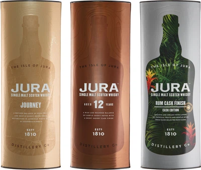 Віскі Jura Journey 0.7 л 40% + Jura 12yo 0.7 л 40% + Jura Rum Cask Finish 0.7 л 40% у подарунковій упаковці (5013967012462+5013967012509+5013967017849)