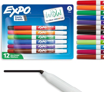 Набор 12 разноцветных маркеров для досок сухого стирания EXPO Dry Erase Markers