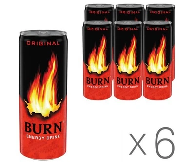 Упаковка энергетического газированного напитка Burn Original ж/б 6 шт. х 0,25 л