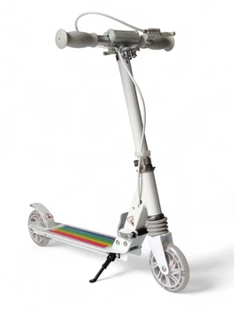 Двухколёсный самокат Scooter Mini со светящимися колёсами,ручными тормозами и передним амортизатором, белый