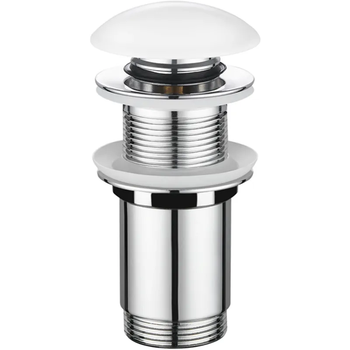 Донный клапан для раковины Koer PW-08-11 1 1/4'' без перелива автоматический СLICK-СLACK (Белая керамическая накладка) (KR5788)