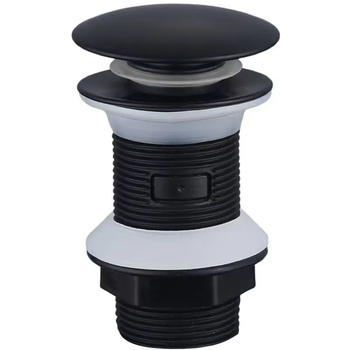 Донний клапан для раковини Zerix BV-02 BLACK 1 1/4'' без переливу автоматичний СLICK-СLACK (Колір чорний) (ZX6018)