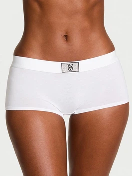 Женские трусики Victoria’s Secret (42112955166982) Logo Cotton Shine Patch Boyshort XS белые