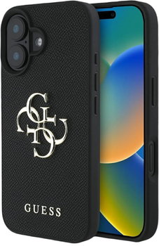 Панель Guess Grained Big 4G & Classic Logo для Apple iPhone 16 Black (3666339424527)