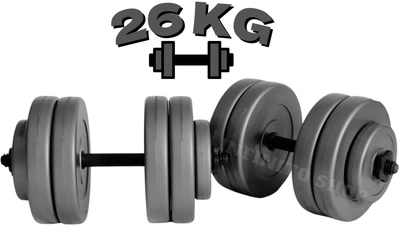 Гантели композитные наборные 26 кг (2×13 кг) WCG Grey Edition, пластиковый гриф Ø30 мм (антиударные диски)