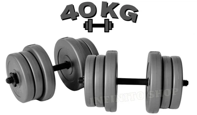 Гантели композитные наборные 40 кг (2×20 кг) WCG Grey Edition, пластиковый гриф Ø30 мм (антиударные диски)