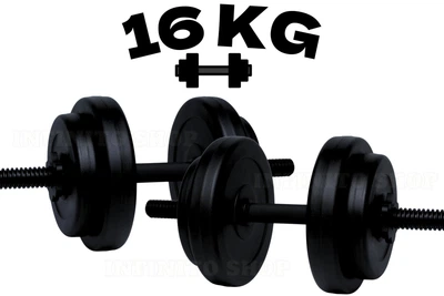 Гантели композитные наборные 16 кг (2×8 кг) WCG Titan Edition, пластиковый гриф Ø30 мм (антиударные диски)