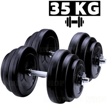Гантели композитные наборные 35 кг (2×17,5 кг) WCG Hard Edition со стальным грифом Ø28 мм (антиударные диски)