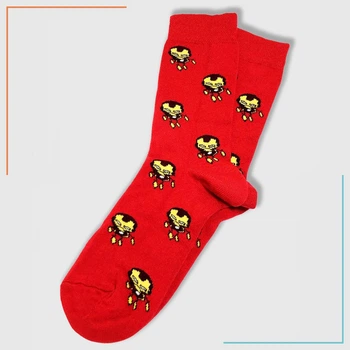 Носки демисезонные натуральный хлопок Unisex Neseli Daily Железный Человек, Красные 37-44р.