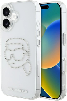 Панель Karl Lagerfeld IML Rhinestones KarlHead для Apple iPhone 16 Transparent (3666339358563)