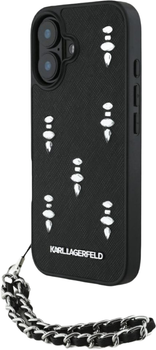 Панель Karl Lagerfeld Saffiano Crystals w/ Chain для Apple iPhone 16 Black (3666339358082)
