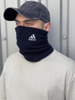 Бафф флісовий теплий з вишитим логотипом Adidas синій