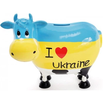 Скарбничка-корівка "I love Ukraine" 21.5х12.5х19см керамічна (5964)
