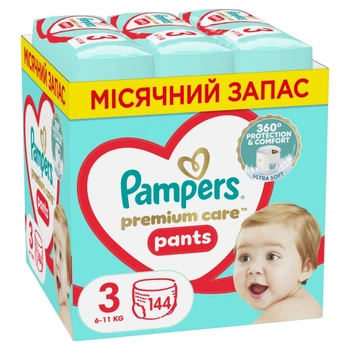 Підгузки Pampers Premium Care Pants розмір 3 (6-11 кг) 144 шт (8006540490891) (7687)