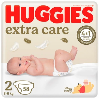 Підгузки Huggies Extra Care 2 (3-6 кг) 58 шт (5029053578071) (7444)