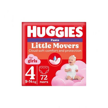 Подгузники Huggies Little Movers/Pants 4 (9-14 кг) Box для девочек 72 шт (5029053564098) (6388)