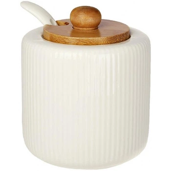 Цукорниця Ceram Bamboo Grace Ø8х9см (200мл) з ложкою і дерев'яною кришкою (5292)